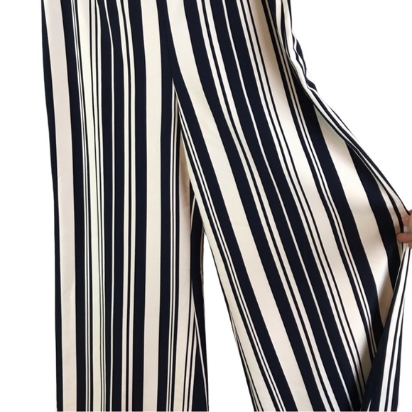 Lena Gabrielle Striped Wide Leg Palazzo Pants High Waist Coastal Chic Resortwear - Picture 6 of 11
